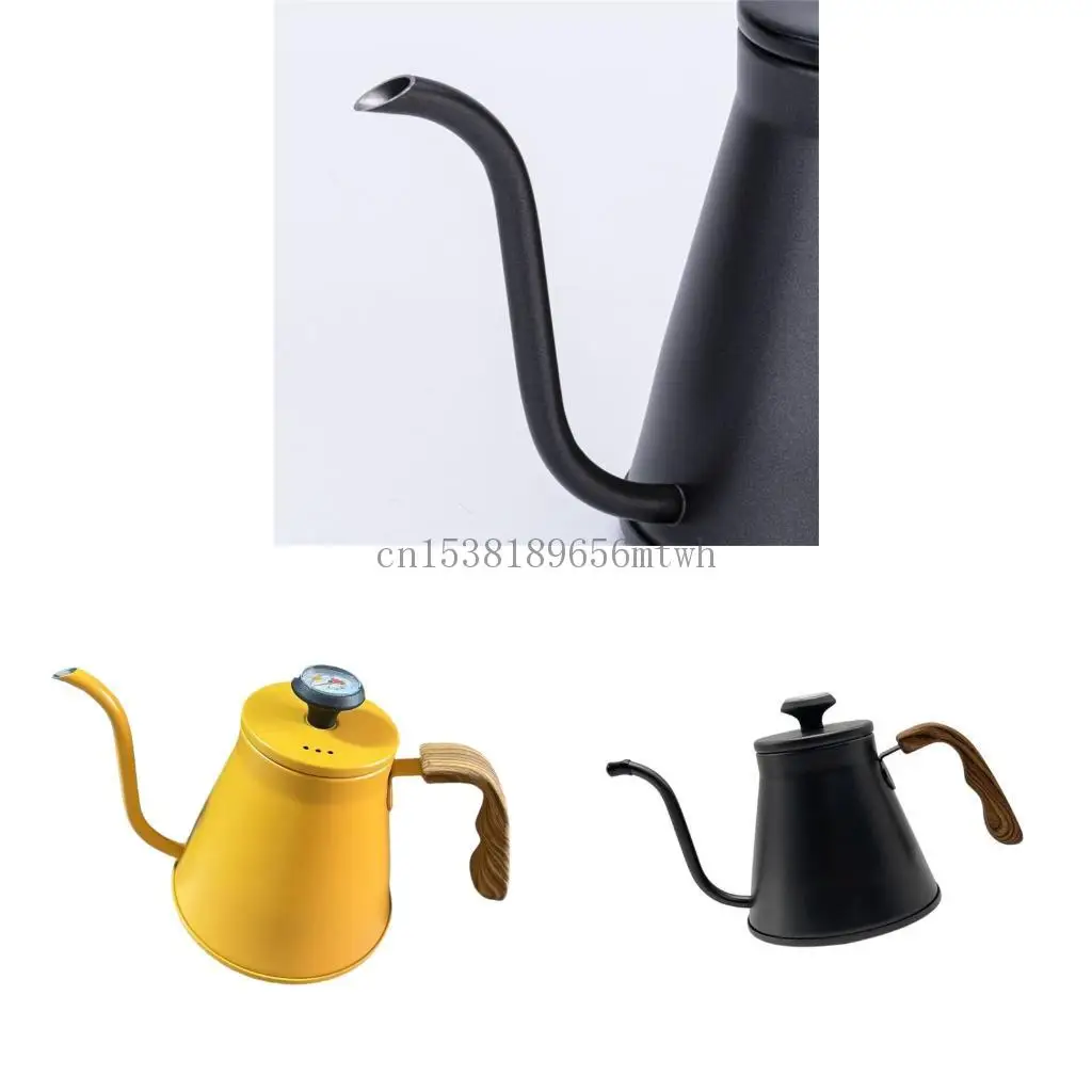 

1.2L Stainless Steel Drip Coffee Kettles with Integrated Thermometers and Ergonomic Handle for Perfect Brewing B03D