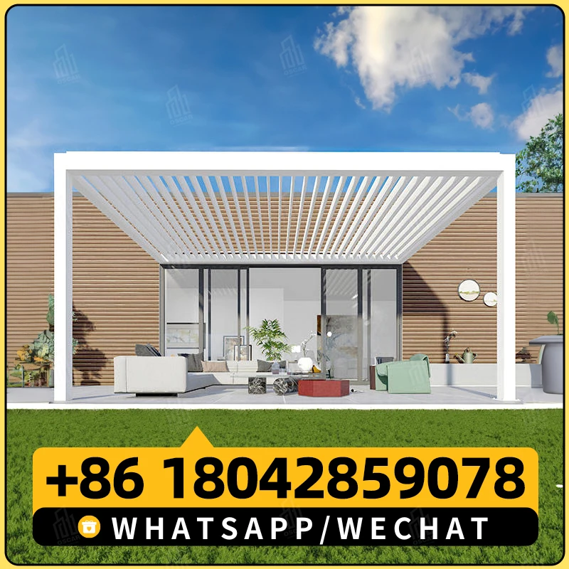 

Outdoor Aluminum Pergola Bioclimatique Waterproof Motorized Louver Roof