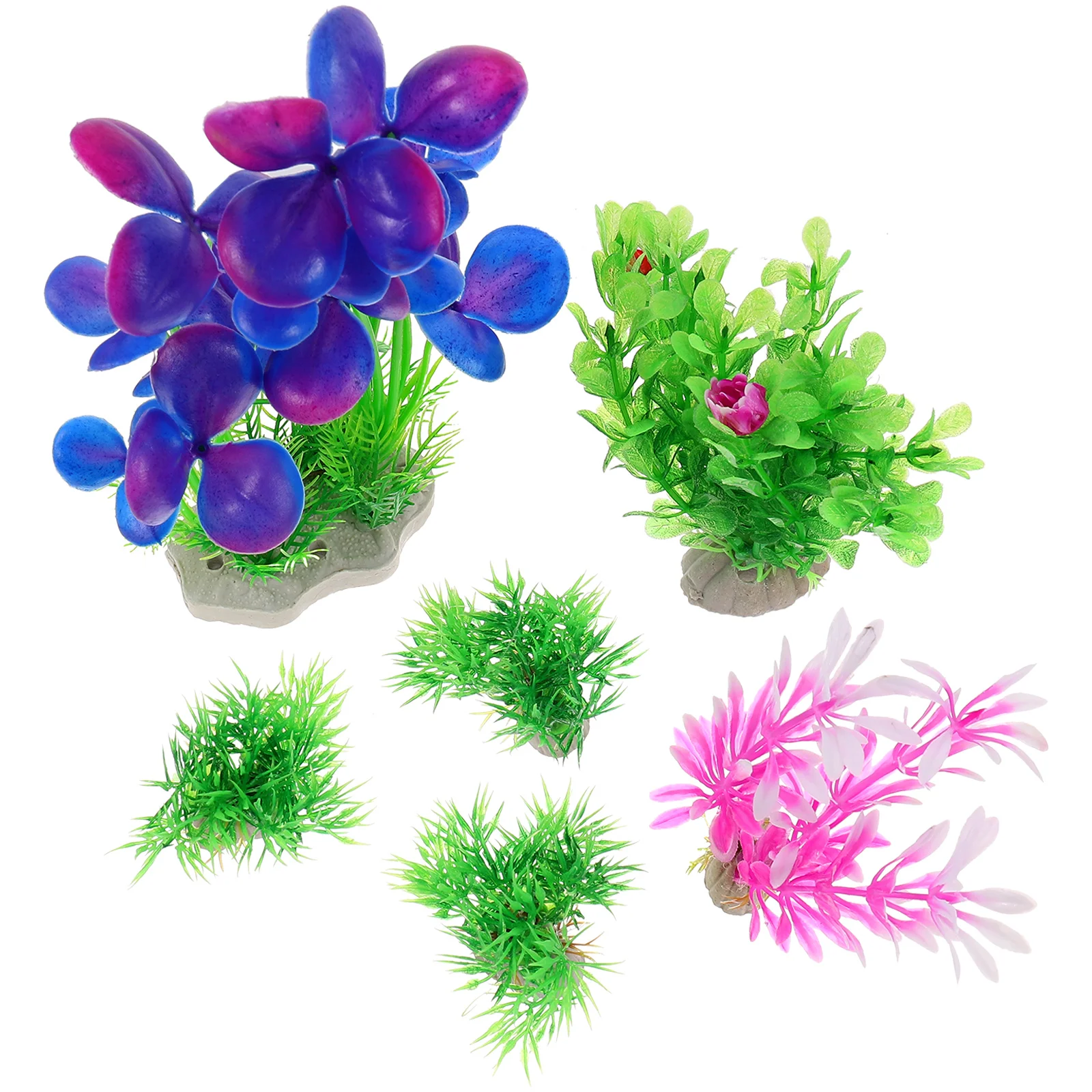 

6pcs Fish Tank Accessories Water Plants Decor Aquarium Resin Fake Plastic Aquatic Plants Decoration for Reptile Cage Aquarium