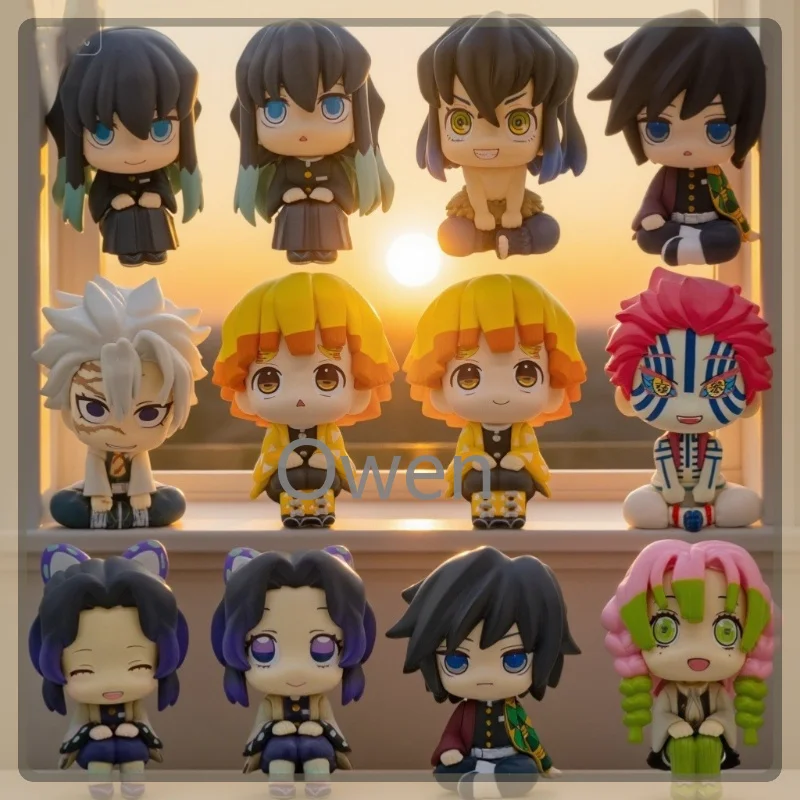 Figura de acción de PVC de Zenitsu, Inosuke y Shinobu en pose sentada, de Demon Slayer: Kimetsu No Yaiba, regalo, figura de acción linda de Tomioka.