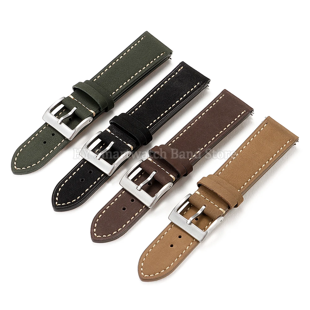 Cinturino per orologio in pelle di vacchetta spazzolata da 20/22 mm per Seiko per cinturino Omega per Rolex Bracciale in pelle universale a sgancio rapido Chiusura in metallo