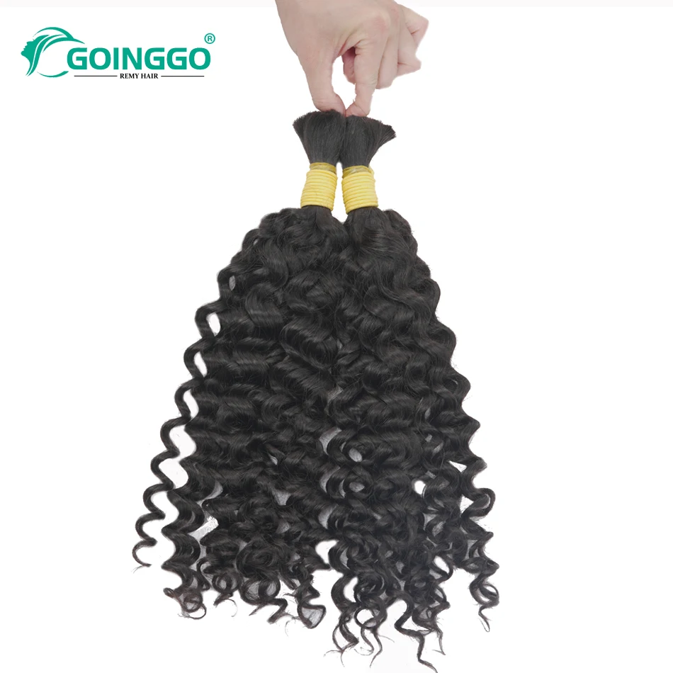 Extensiones de cabello humano 100% ondulado, pelo Natural a granel para trenzar, mojado y ondulado, Color negro Natural, 100g, 28 pulgadas