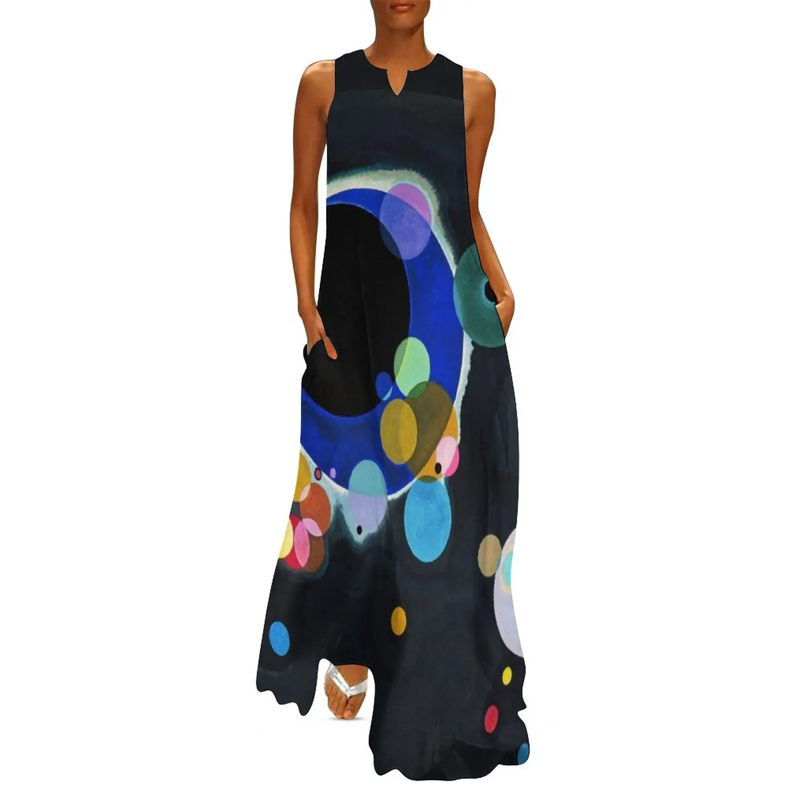 

Abstract Kandinsky Painting black and blue Long Dress long sleeve dress summer outfits for women 2025 summer clothes