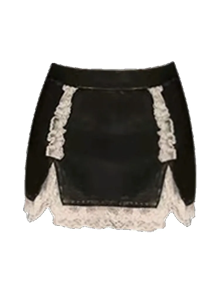 

Sweet Split Lace Patchwork Causal Women Skirts Contrast Color All Match Skirt Sexy Chic Fashion Vintage Elegant Mujer Faldas