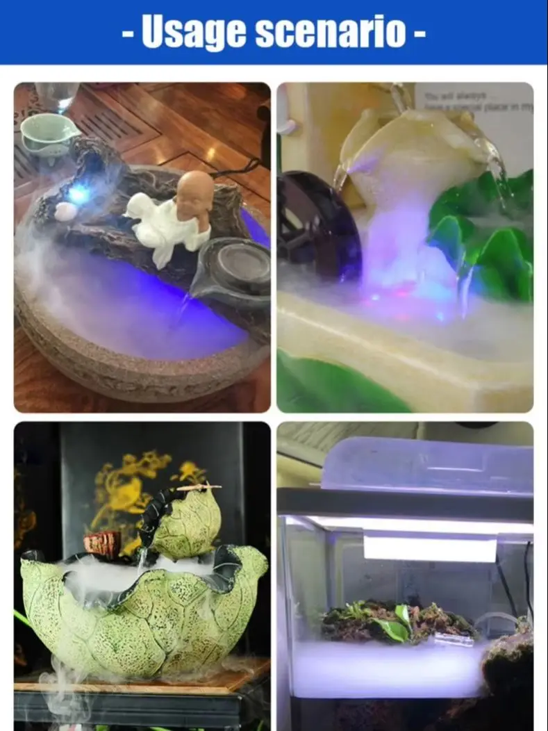 1PC 5V USB Mist Maker Fogger Vernevelaar Fontein Aquarium Vijver Verstuiver Hoofd Met 4 LED Kleurrijke Lichten - afbeelding 2