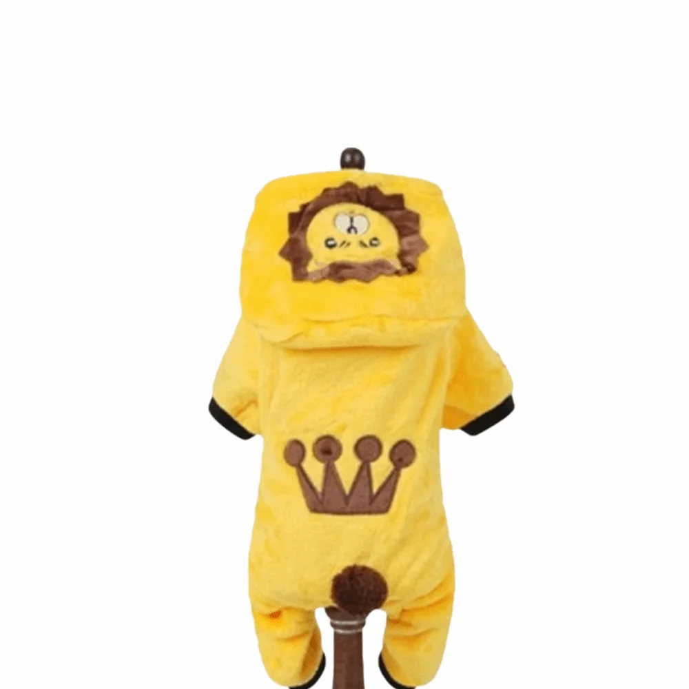 

Soft Fleece Pet Dog Clothes Coral Velvet Cartoon Design Puppy Clothes Warm Hoodies Tigger Pattern Dog Jumpsuits Small Dogs