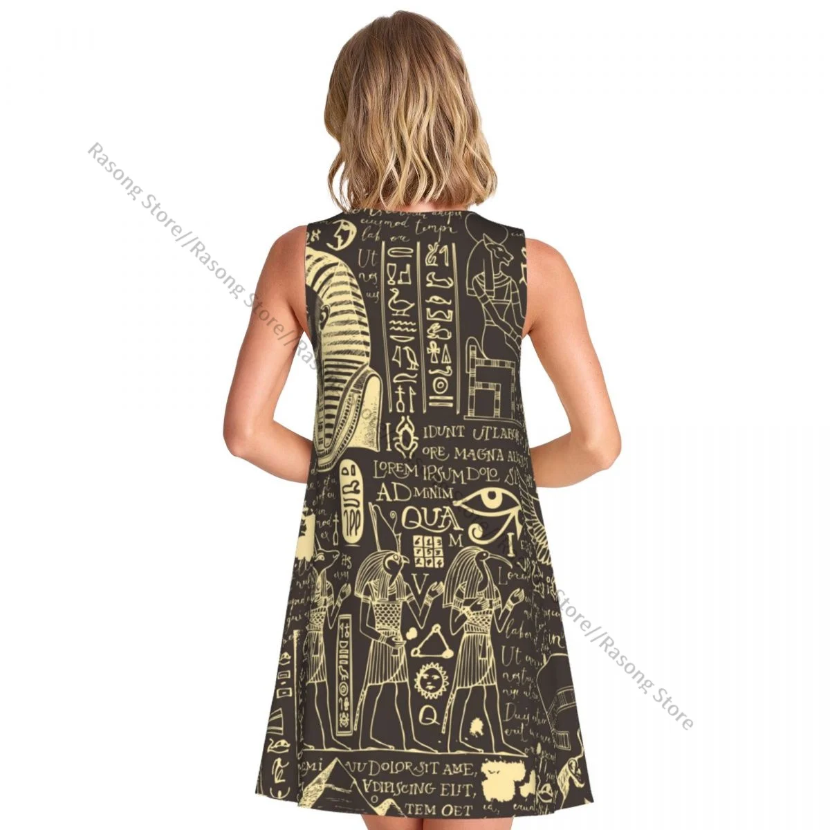 Damesjurk Zomer Casual T-shirt Jurken Strand Cover-up Oude Egypte Egyptische Goden Tankjurk