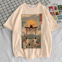 Funny Cat top tees teen hip hop women 2000s Trendy shirt Y2k Colorful streetwear Pop Culture