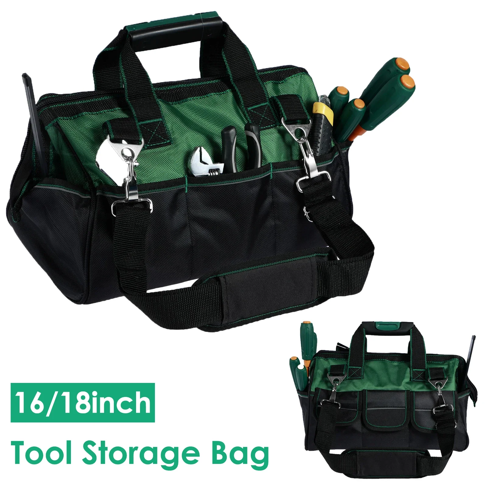 

16/18'' Tool Bag Organizer Waterproof Oxford Cloth Multi Pocket Electrician Tools Tote Bag Heavy Duty Zipper Wide Mouth Tool Bag