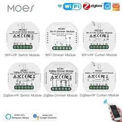 Moes-smart zigbee wifiスイッチモジュール,調光器,カーテンスイッチ,ライフアプリ,リモートコントロール,alexa,Google Home,音声制御