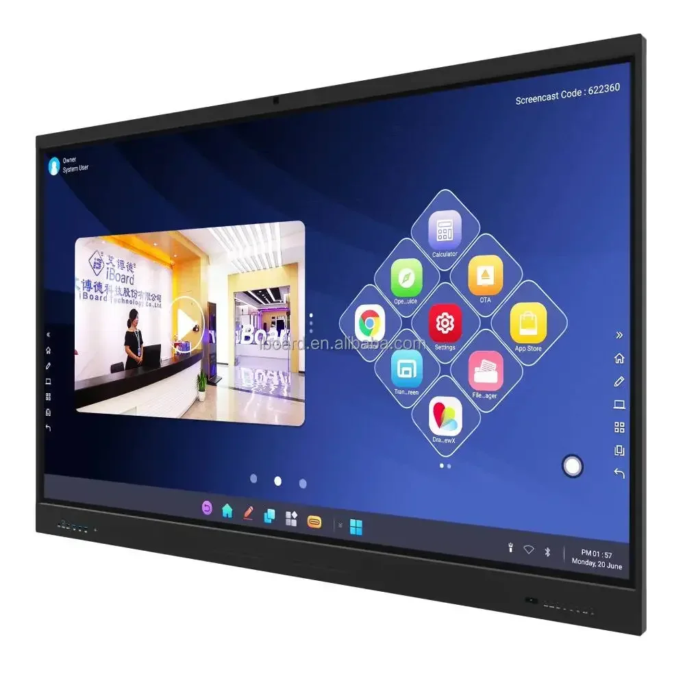 Smart Touch Screen Placa Interativa, Touch Flat Panel, com Mic, IFPD, 65 ", 75", 86"