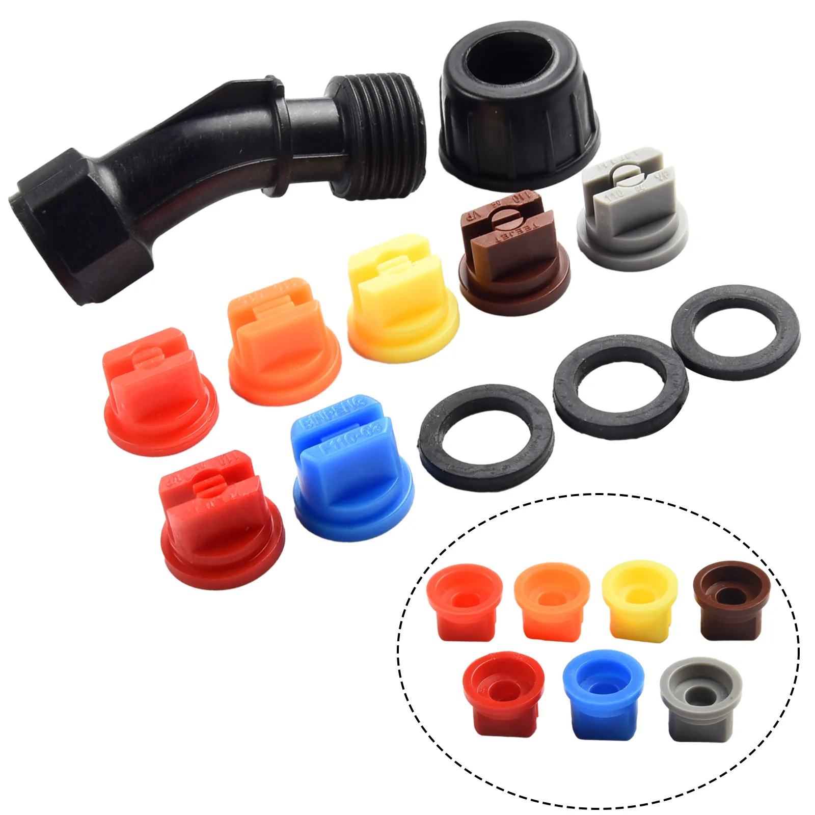 Lawn Nozzle Kit For Pressure Washer Parts Spray Nozzle High Pressure Nozzle Four Spray Modes 7pcs/set Cooling Plastic