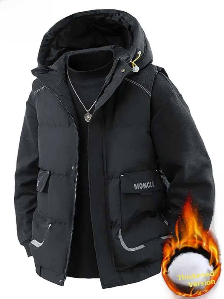 

Paul 2025 мужской пуховый хлопковый жилет с капюшоном, теплый однотонный жилет с подплечниками, молодежная верхняя одежда, Thiened из полиэфирного волокна