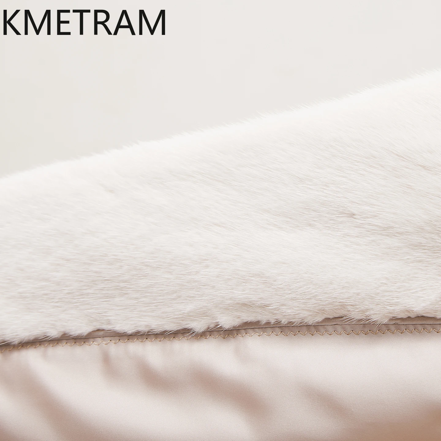 KMETRAM 100% piel de visón Natural chaqueta de invierno para mujer abrigo de piel auténtica Beige longitud media calidez nueva ropa de abrigo 2025 fourrures femmes