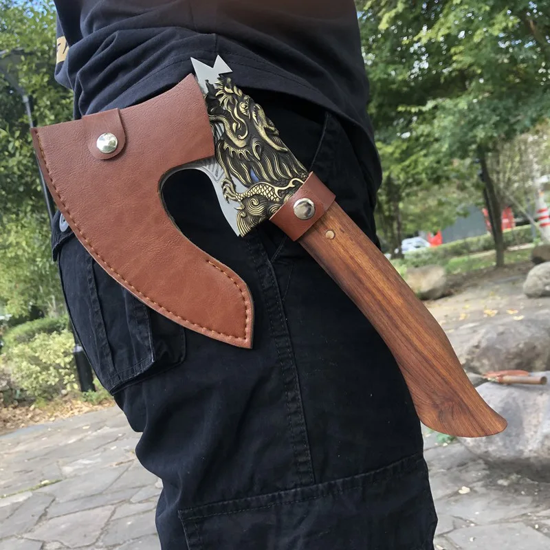 New Hand-forged High-quality Dragon Scale T actical Axe Convenient Outdoor Camping Axe Household Firewood Splitting Tool