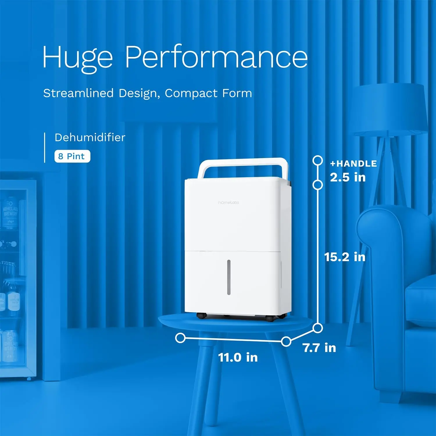 1,000 Sq. Ft Portable Dehumidifier - Ideal for Home Bedroom, Bathroom, Office and Small Sized Rooms - Ultra Quiet, Compact