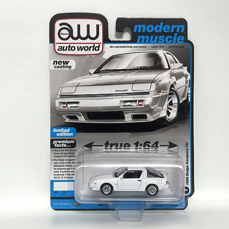 

Автомобильный мир 1/64 AW 1986 Dodge Conquest Tsi, современная модель белого автомобиля из литого под давлением, коллекционная игрушка, подарок для детей