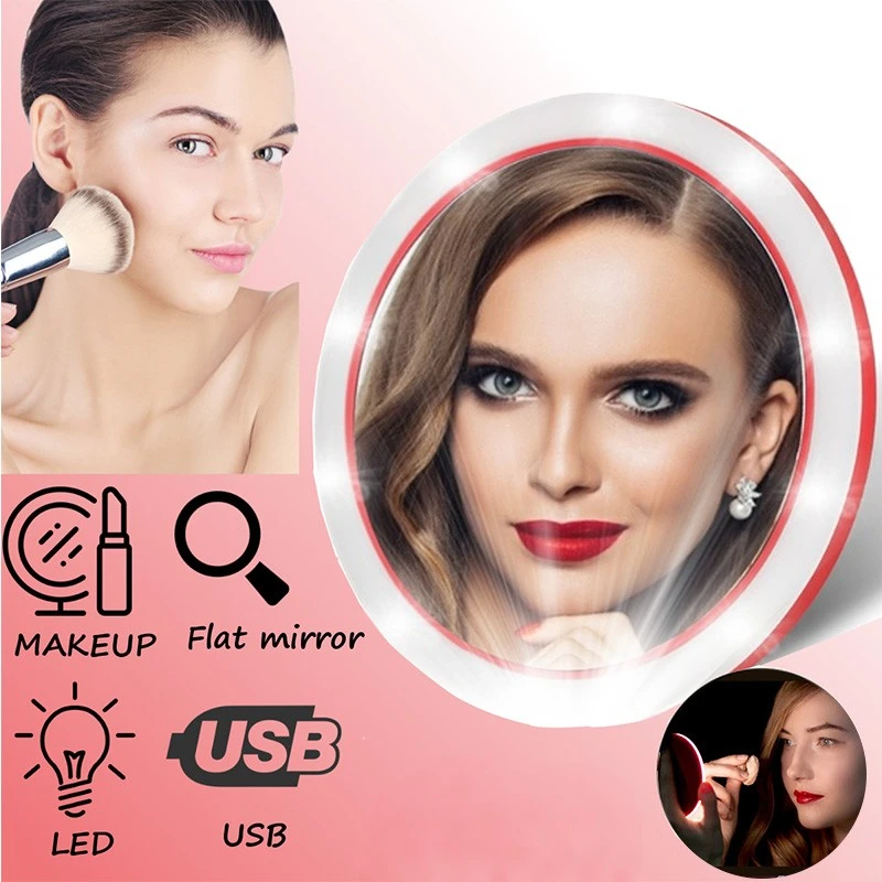 Portable 400mAh LED Mirror Mini Makeup Mirror Flexible light Adjustable Make up Mirror Cosmetic Compact USB Charging