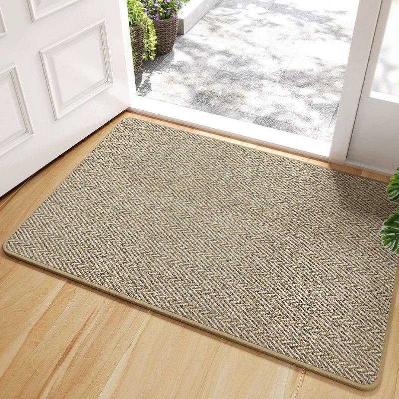 Paillasson absorbant la poussière et l'eau, tapis d'entrée en lin tissé, résistant à l'usure, avec dos antidérapant en caoutchouc pour porche et entrée