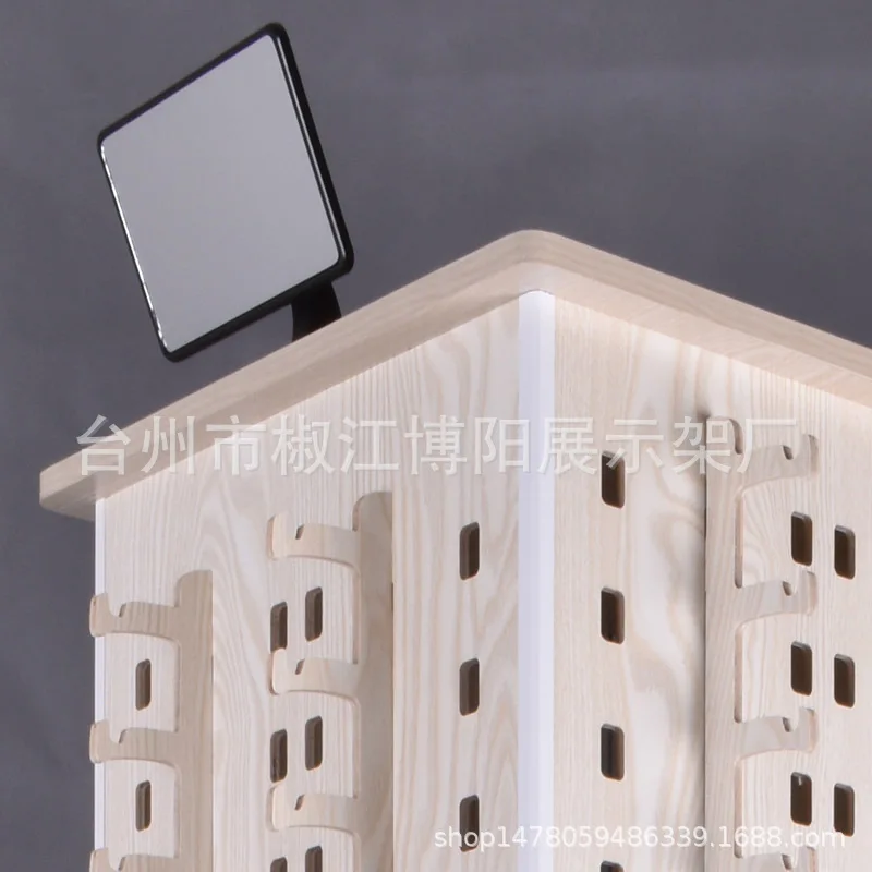 Rotating wooden floor-to-ceiling glasses display stand