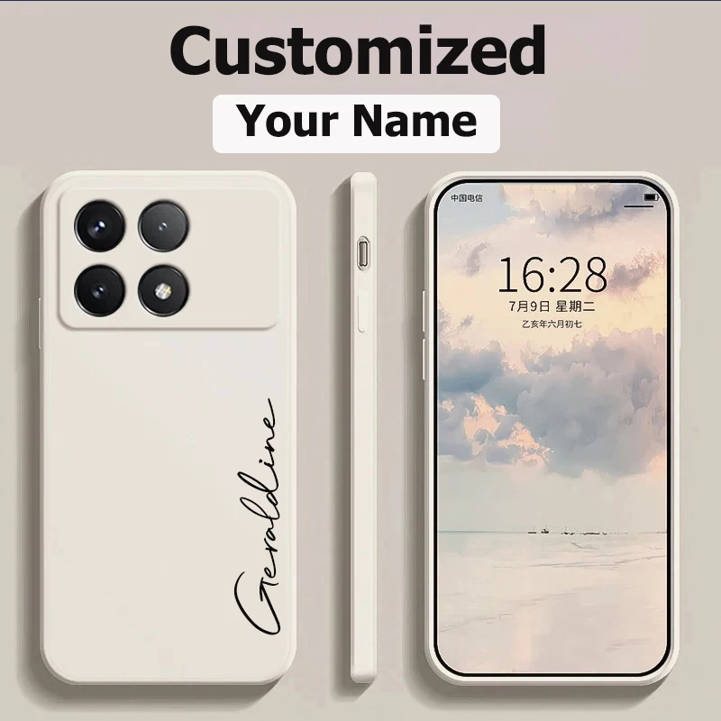 For Xiaomi Poco X6 Pro 5G Customized Personalized Name Initials Soft Liquid Silicone DIY Case Cover For Xiaomi Poco X6 5G