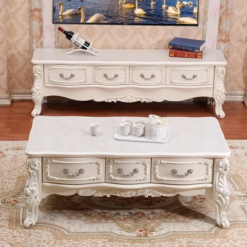 Luxury European Coffee Table Glam Design Classic Carve Coffee Table Nordic Modern Table Basse De Salon Furniture Living Room