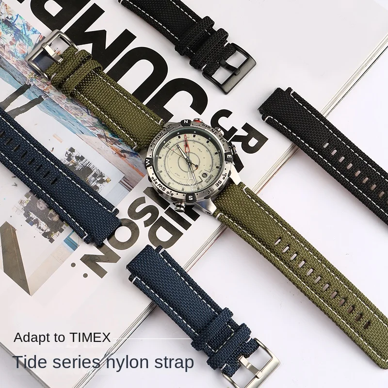 For TIMEX Tidal T2N721 T2N720 T2n739 TW2T76500 TW2T76300 TW2T76500 Canvas Watch Strap Black Army green Blue Nylon Watchband 16m