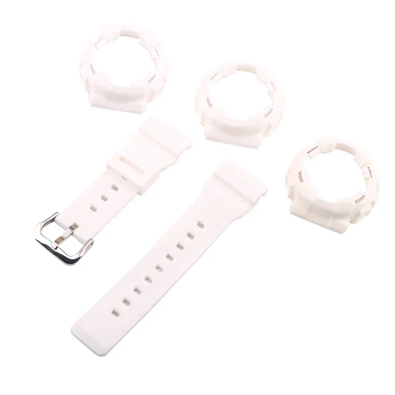 Watch Band and Case Set Resin Watch Belt for Casio Baby-G BA 110/111/112/120 Modification Ladies Watch Band Accessories