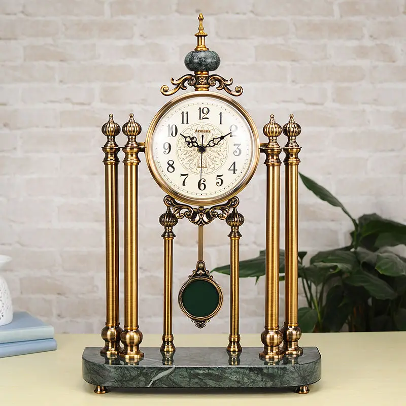 Creative Light Luxury Marble Clock Decoration Silent Living Room, foyer, desk clock, model room, soft decoration