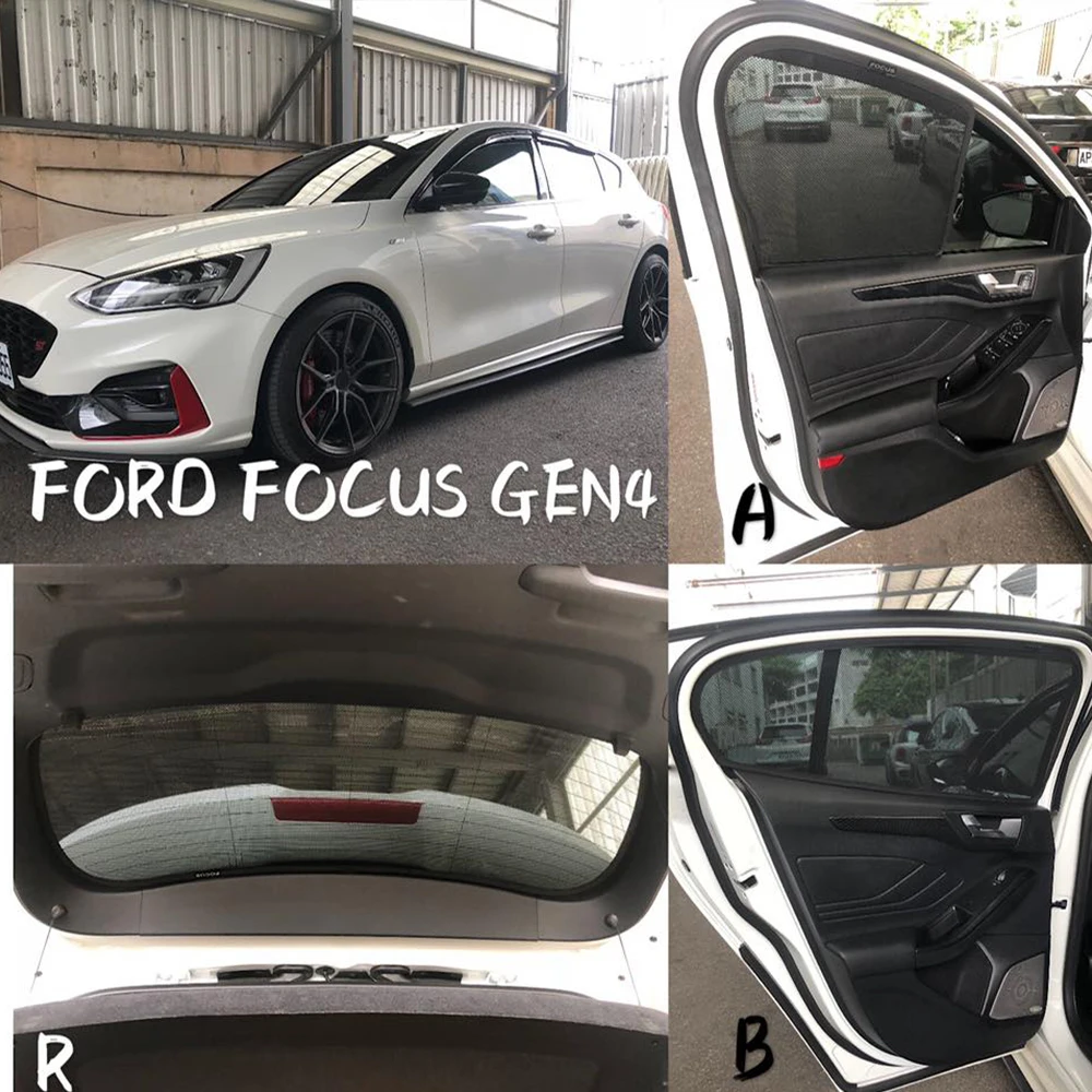 For Ford Focus MK4 Hatchback 2019-2024 Magnetic Car Sunshade Front Windshield Curtain Rear Side Baby Window Mesh Sun Shade Visor