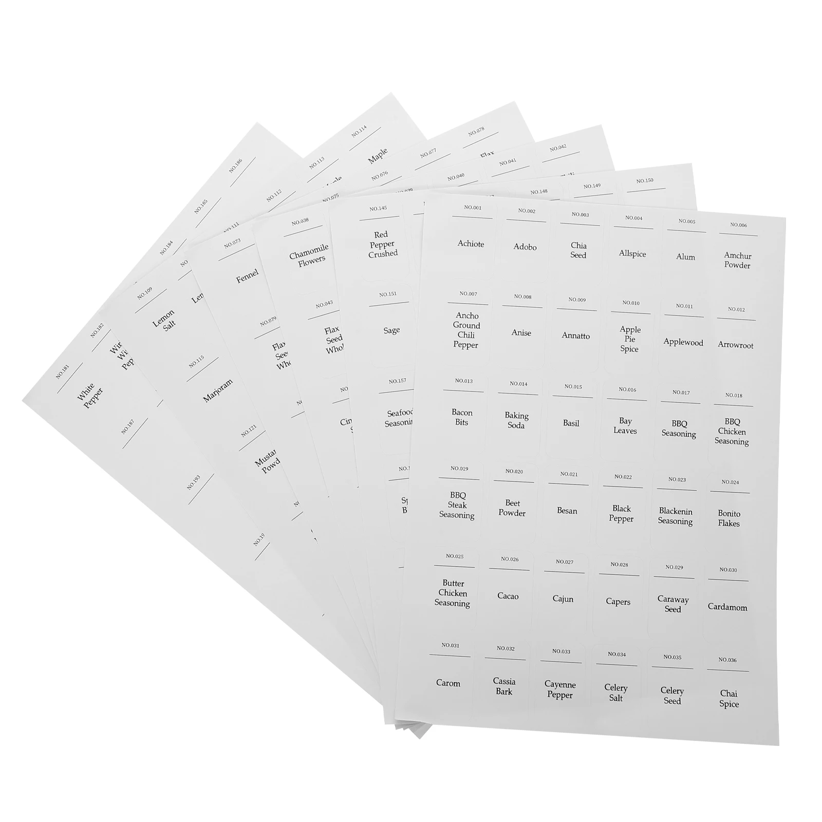 

216pcs Waterproof Oilproof Labels for Spice Jars Self Adhesive Stickers PVC Printed Canister Marking Kitchen Seasoning Tags