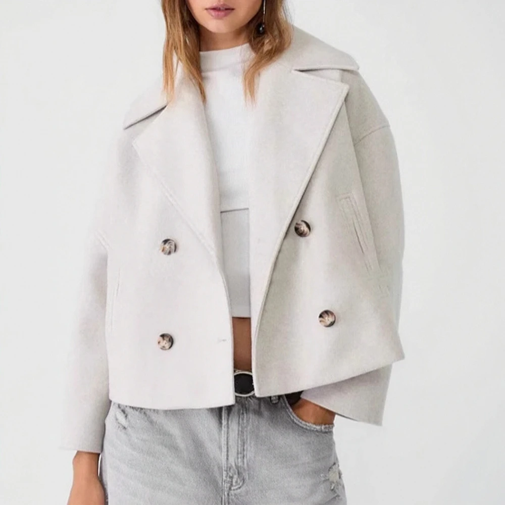 

Женское элегантное деловое пальто, зимнее однотонное пальто с длинными рукавами и пуговицами с лацканами, офисная женская повседневная одежда, модная верхняя одежда