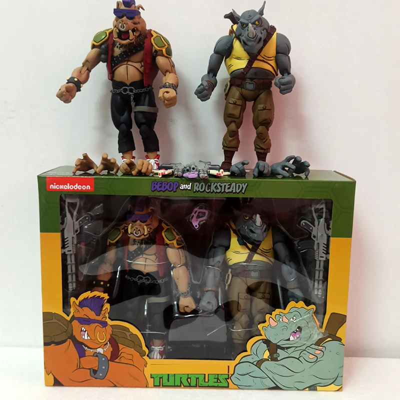 2PCS/Set NECA Shredder Michelangelo Foot Solder Donatello Krang Figure Bebop Rocksteady Turtle Figure Action Figurine Toy