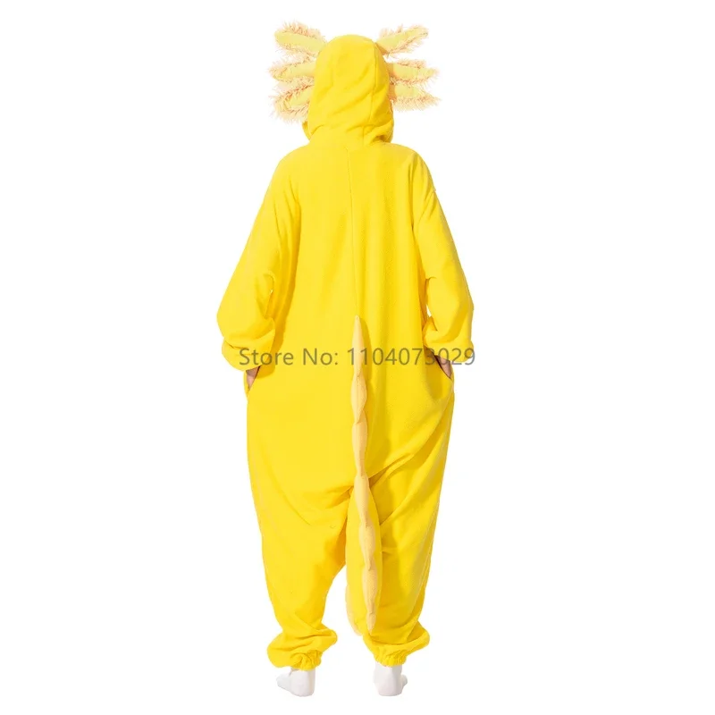 New 2025 Onesieshow Animal Kigurumi Pyjamas Halloween Onesie Adult Kids Cartoon Gold Axolotl Pajama Cosplay Party Women MenX158