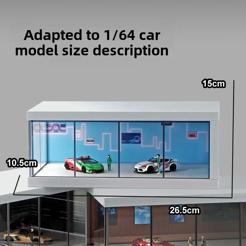 Collector 1/64 Car Model Storage Display Box Small Garage Scene Acrylic Car Showroom Parking Lot Kids Xmas Gift Toys for Boys