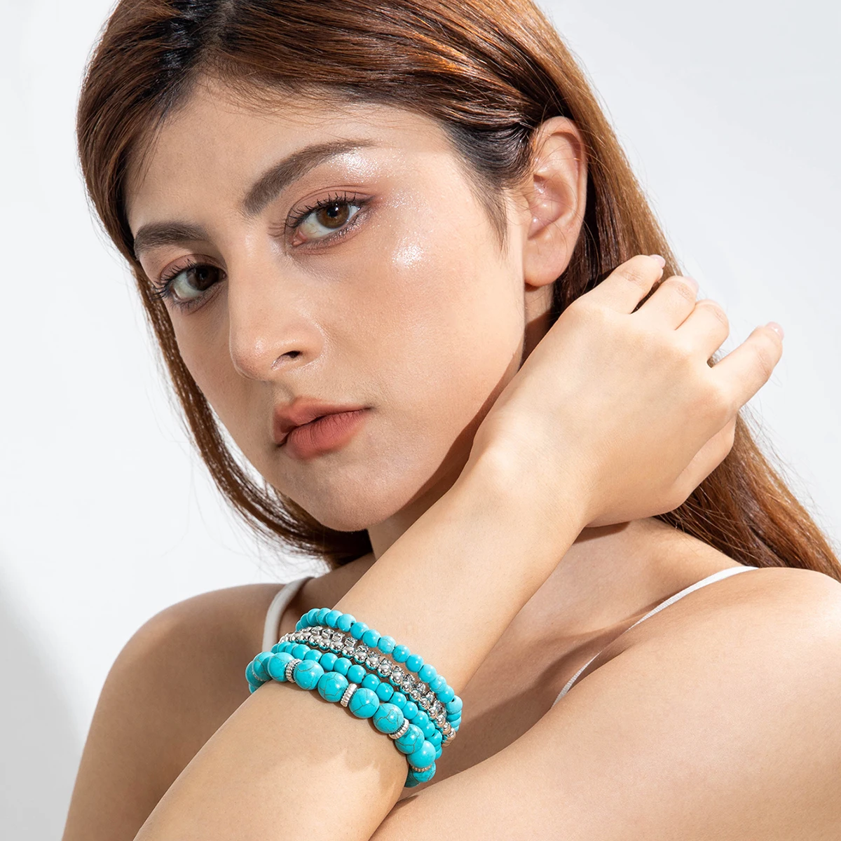 Tocona Fashiona Personality Multicolour Soft Ceramic CCB Bead Bracelet set Suitable For Women Dance Parties Jewelry Accessorie