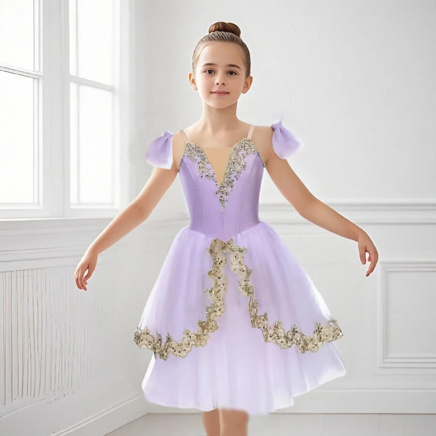 

Professional Ballet Tutu Swan Lake Purple Dance Costume Pancake Girls Classical Ballet Tutu Leotard Ballet Dress For Kids