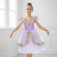 Tutú de Ballet profesional para niños, traje de baile púrpura del lago de los cisnes, panqueque, tutú de Ballet clásico, leotardo, vestido de Ballet