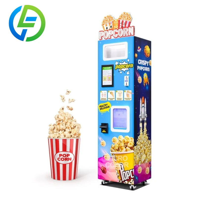 Customized Popcorn Maker Pop Corn Vending Machine Automatic Popcorn Machine Commercial with Banknote Coin Card Payment System