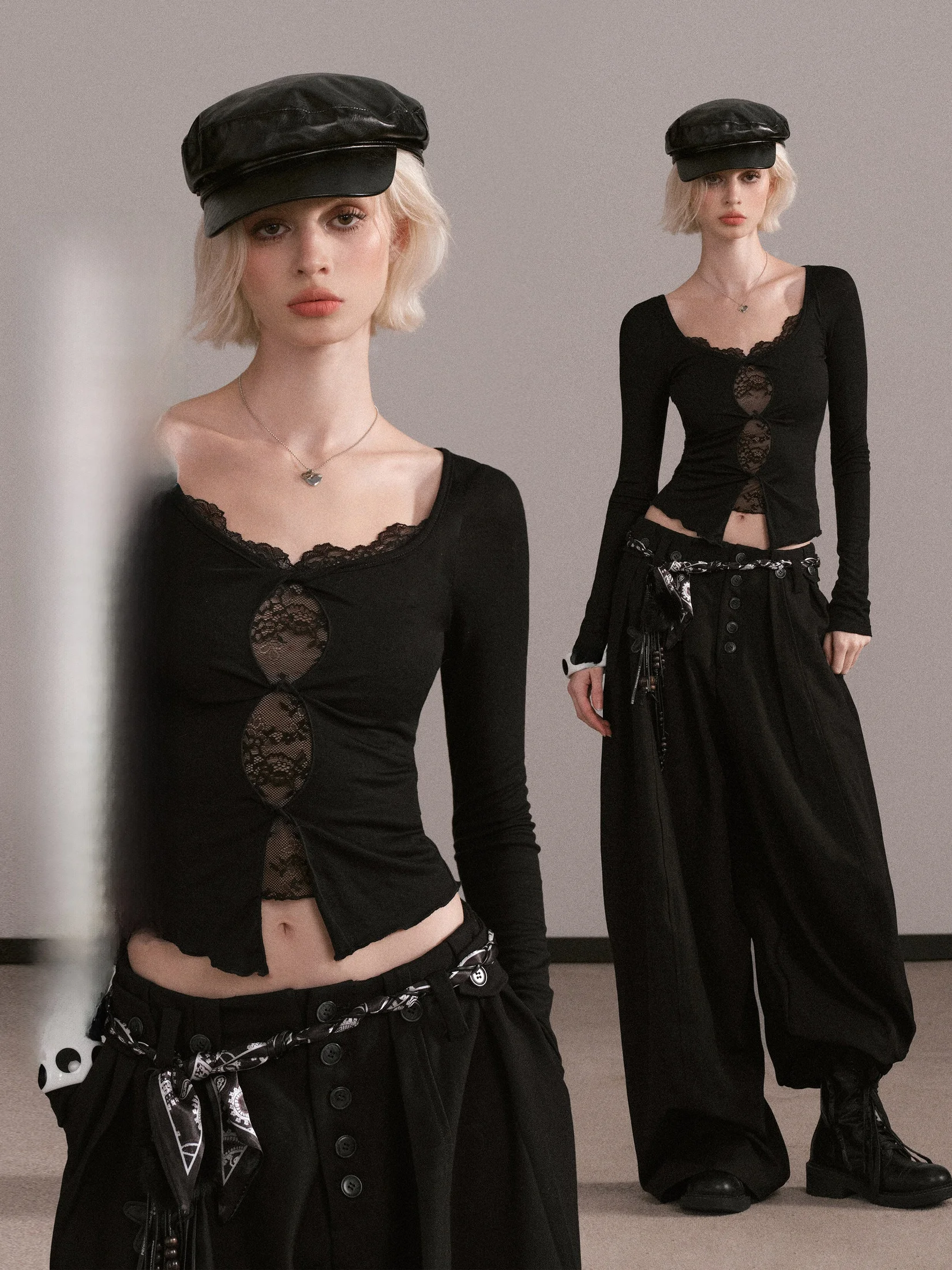 

Женская футболка с коротким рукавом Bla Lace Hollow out, весна-осень, дизайн M Studio Spicy Girl, имитация двухслойности