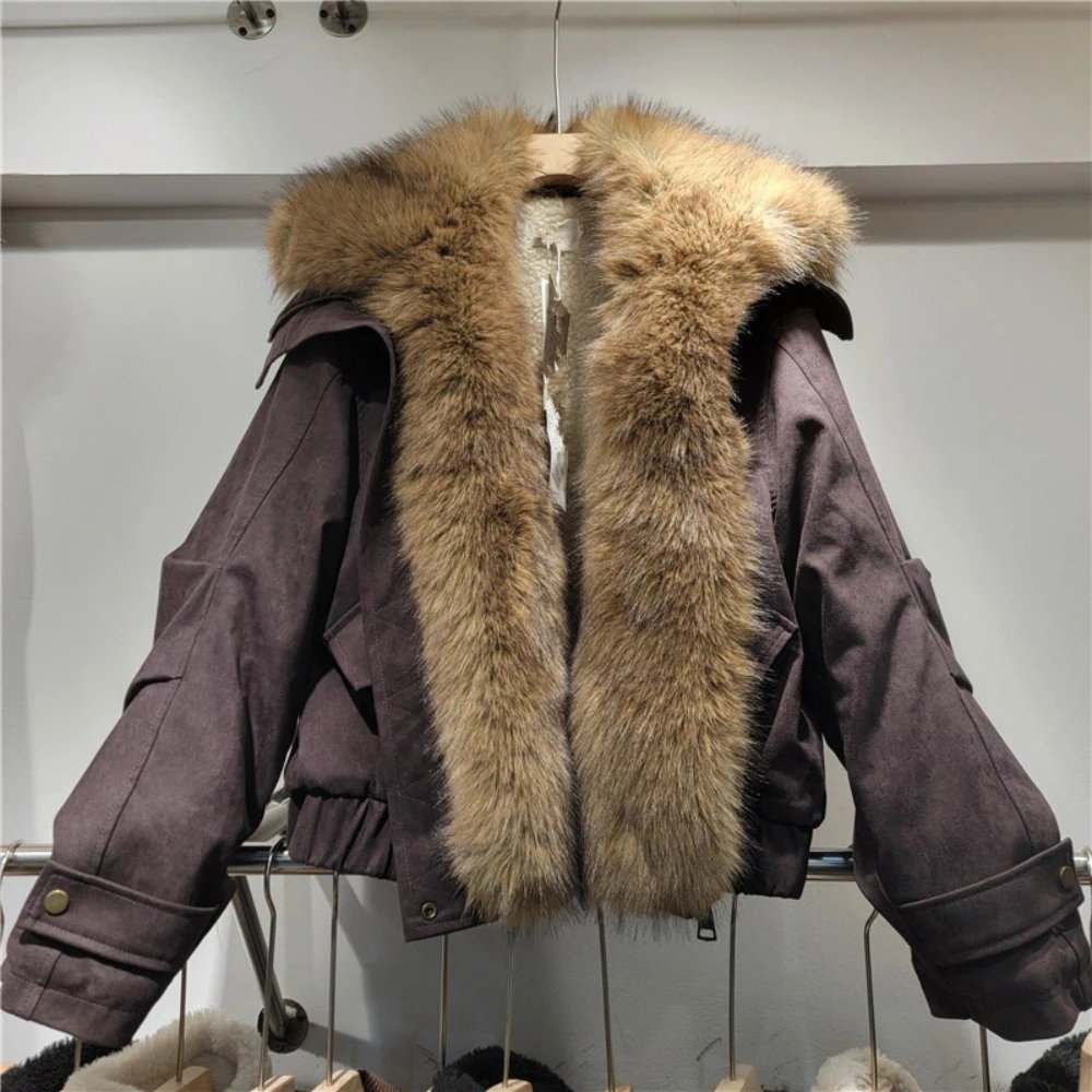 سترة أنيقة من الفرو مقسمة من GALCAUR سترة نسائية فضفاضة بأكمام طويلة وتصميم ملابس الشارع الشهير سترات نسائية للخريف نمط جديد على الموضة