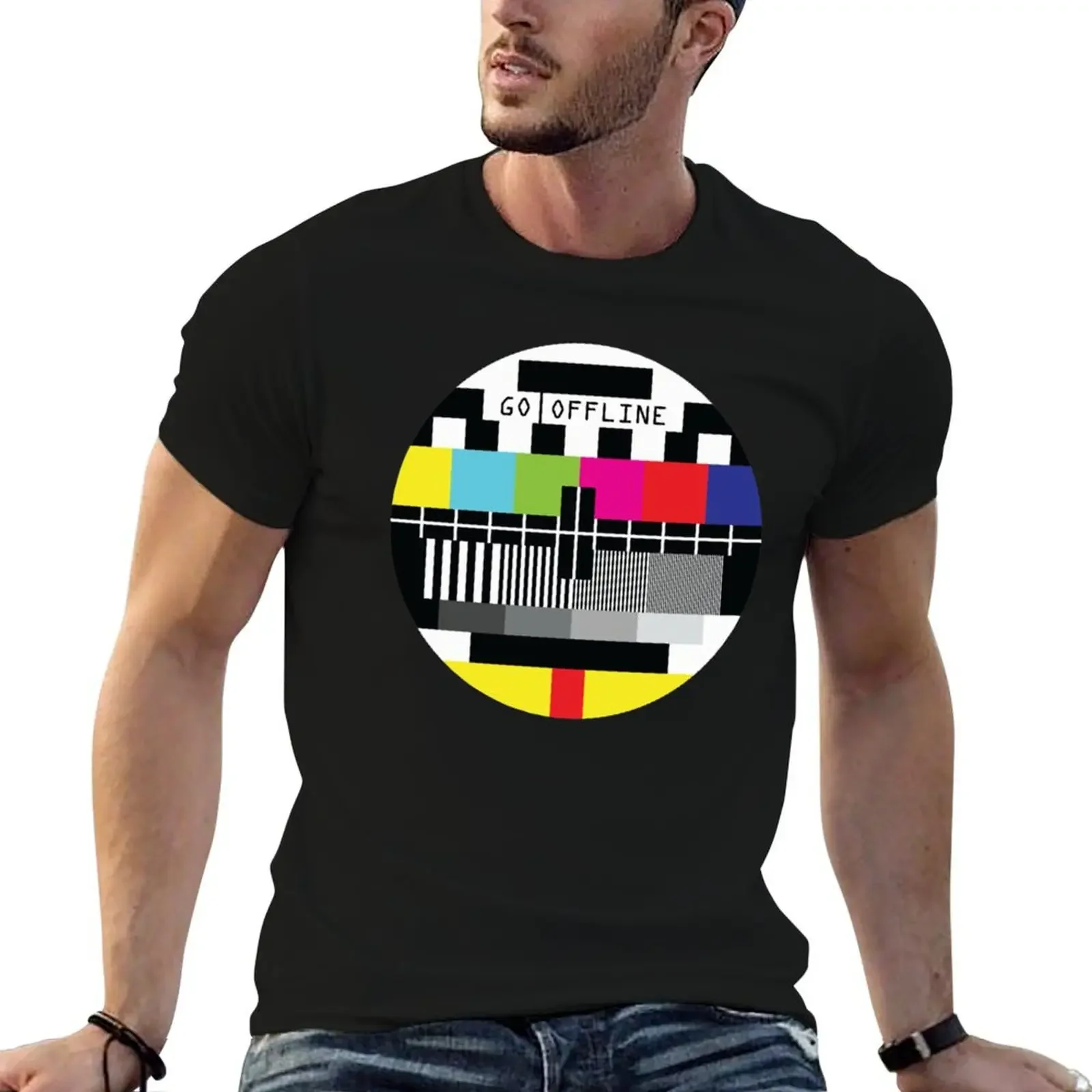 Go Offline Old TV test card35png T-Shirt blanks tees graphic shirts mens graphic t-shirts big and tall