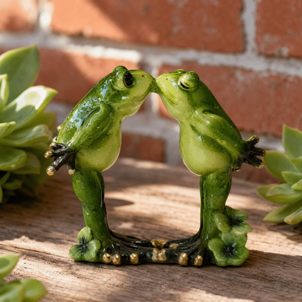 Resin Paired Amphibian Resin Figurine Compact Desktop Placement Size Animal Pair Tabletop Decorative