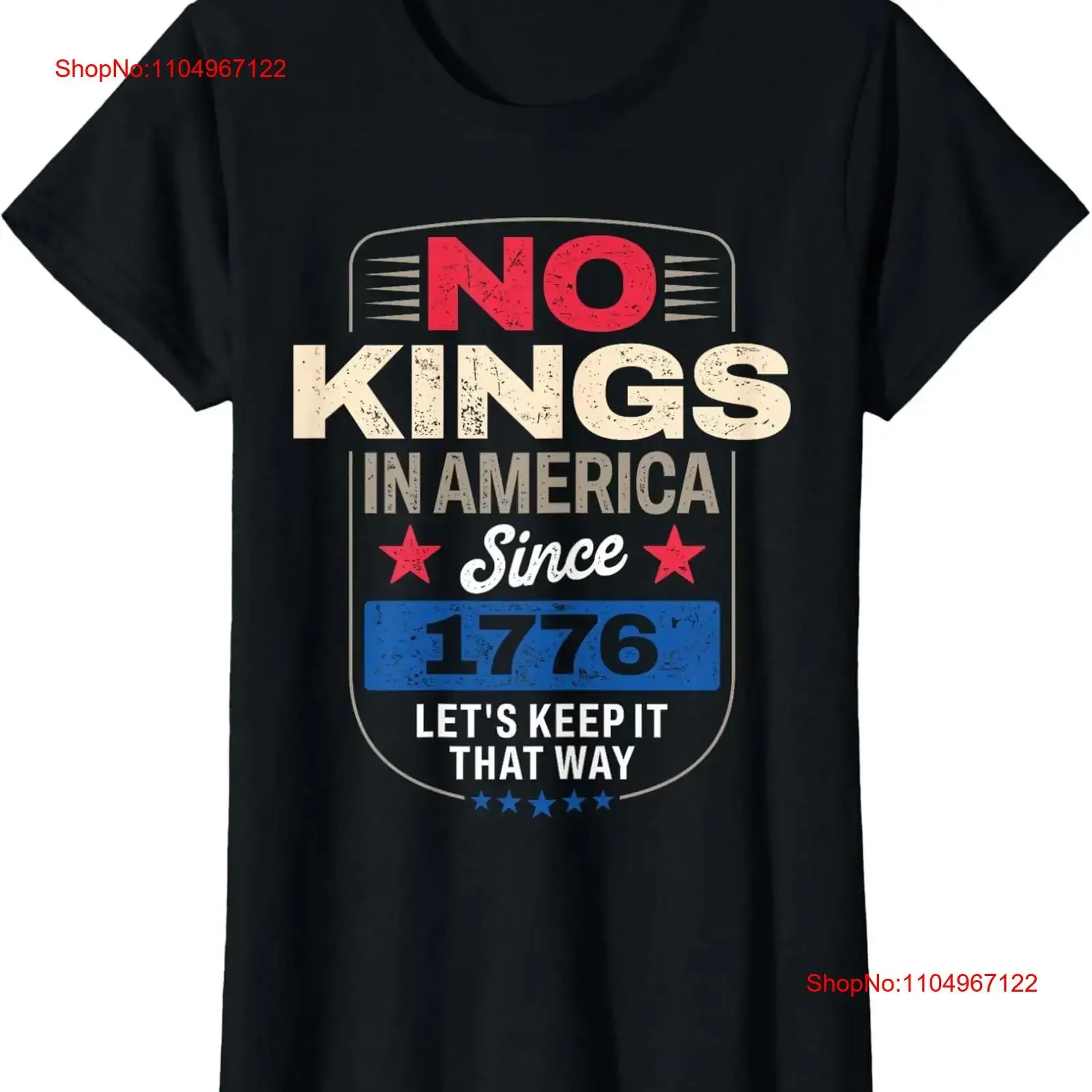 

No Kings in America Since 1776 Outfit Protest Ladies' Crewneck T Shirt vintage Washed graphic homme streetwear Versatile Unisex