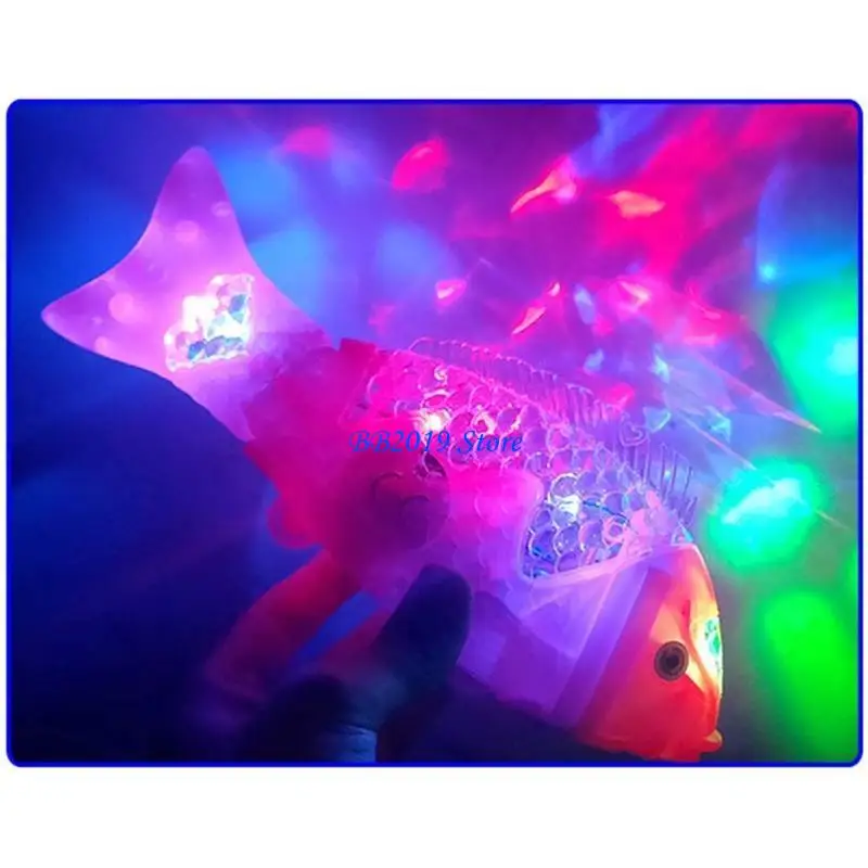 Q0KB Electronic Fish Led Dancing Fish Toy for w/ Flashing Light Stage Props Outdoor Indoor Summer for Play Toy Glow at Dark K