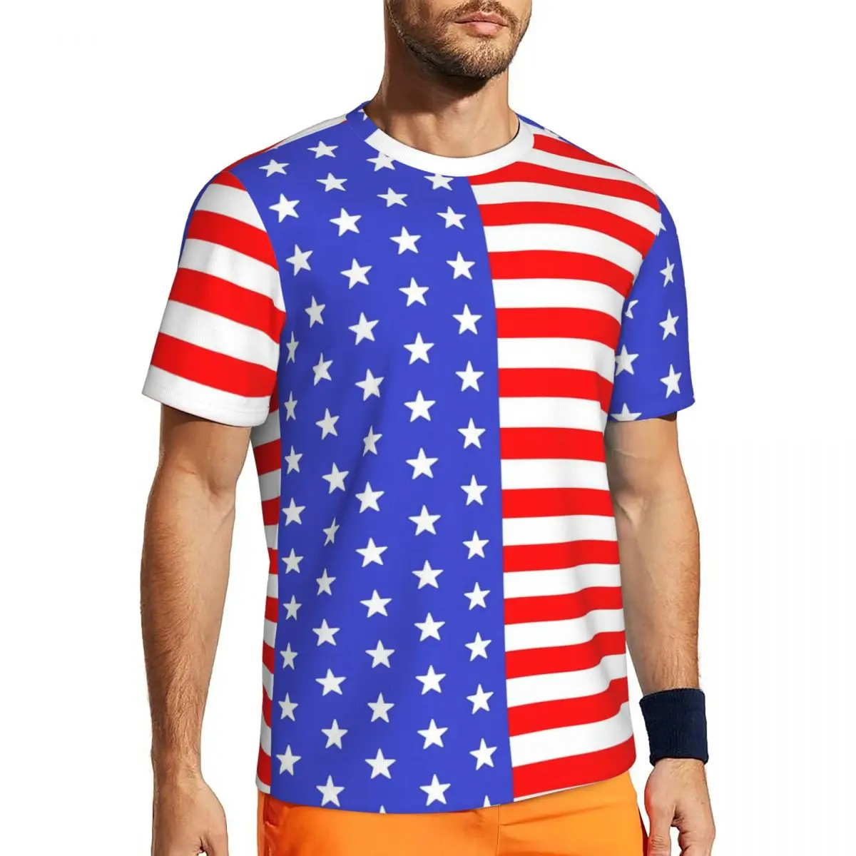 American Flag Gym T Shirt USA Stars and Stripes Trending T-Shirts Male Y2K Funny Tshirt Summer Short Sleeve Printed Top Tees