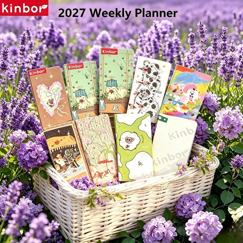 Kawaii Kinbor 2027 Weekly Planner Notebook Cute Cartoon Illustration Cover Pocket Journal Hand Account Diary Student Agenda