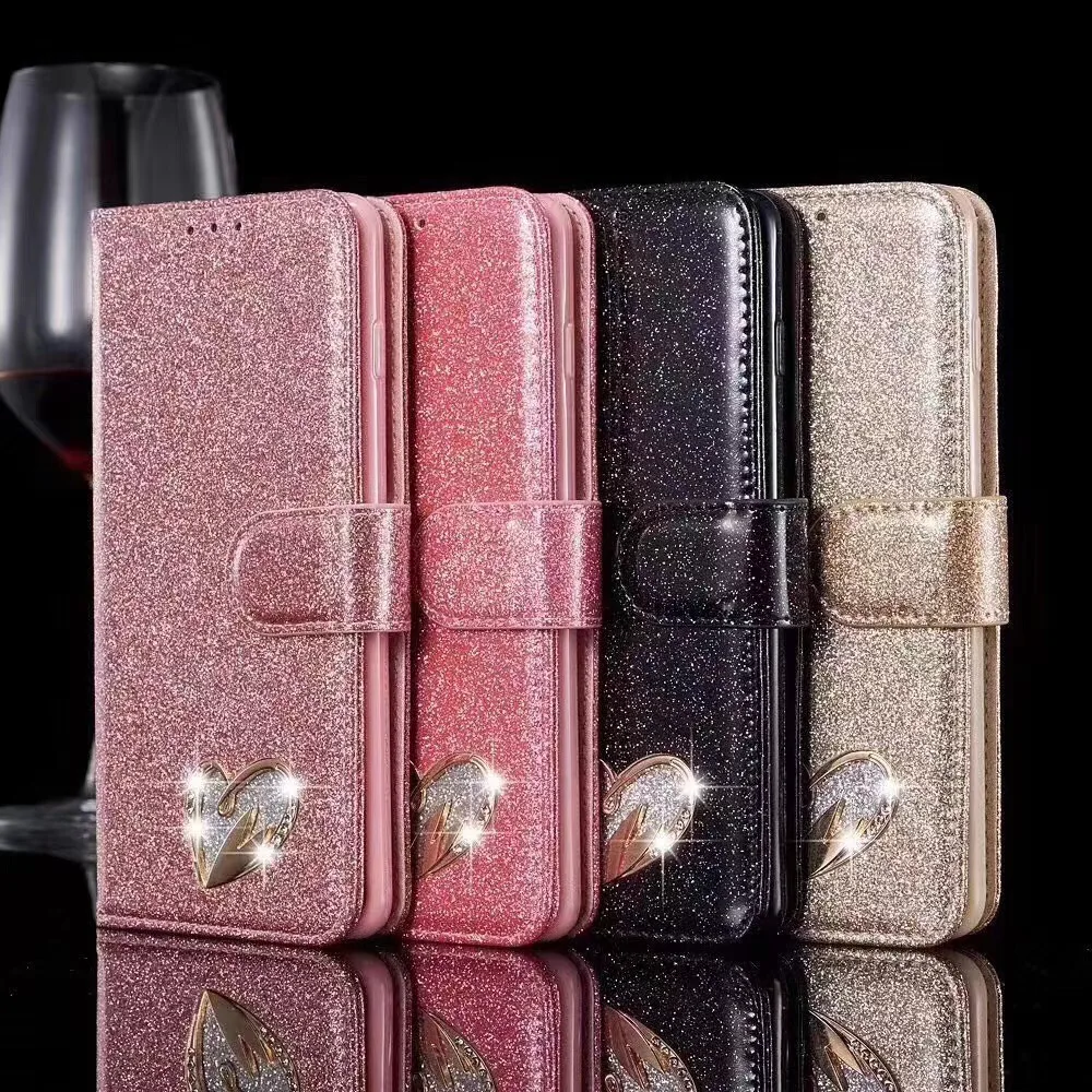 

Luxury Glitter Leather Wallet Magnetic Flip Case for Samsung S24 S23 S22 Ultra S24+ S23+ S21 S20 FE Galaxy Note20 S10 S9 S8