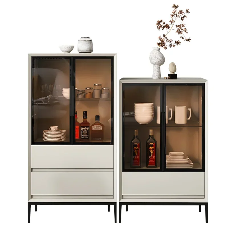 

Multifunctional wine cabinet, paint against the wall, cupboard, solid wood tea cabinet, dining side, high and low side cabinet