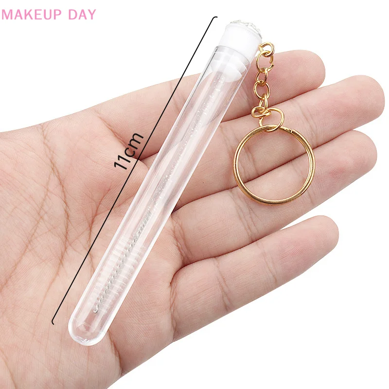 1pcs Reusable Eyelash Brush Tube Resin Drill Replaceable Mascara Wand Brushes Tube Keychain Dust-proof Disposable